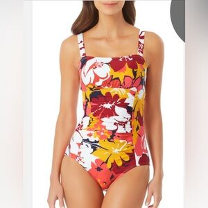 Anne Cole Floral Willflower Wide Strap Bandeau One Piece Swimsuit
Square Neck 10